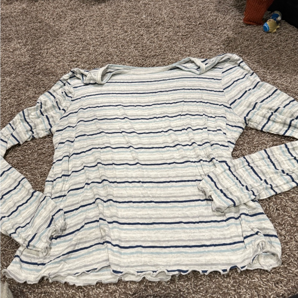 🧅Striped Long Sleeve Top with ruffles